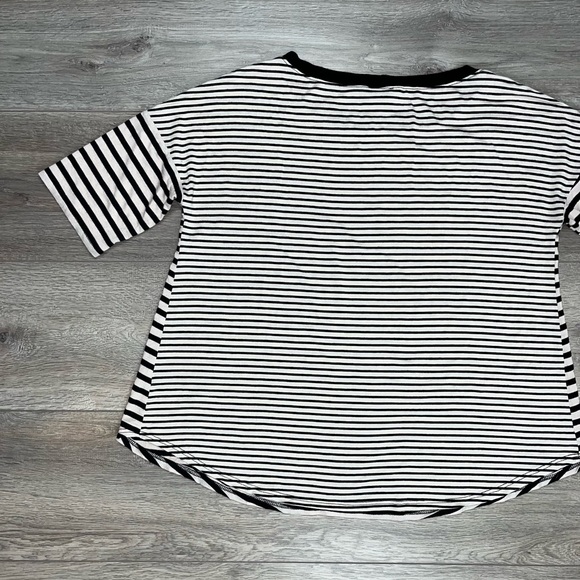 Sparkle & Fade Striped Elbow Sleeve Shirt Small Black Cream - Picture 11 of 13